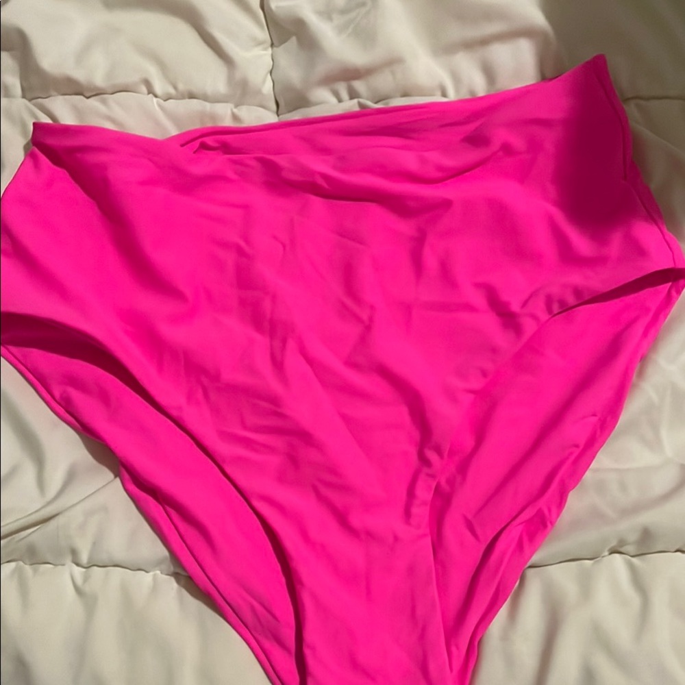 Vibrant Pink High-Waisted Swim Bottom